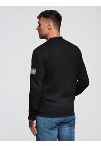 Ombre Clothing - Bawełniana rozpinana męska bluza dresowa bomberka – czarna V5 - Rozmiar: L. Okazja: na co dzień. Kolor: czarny. Materiał: dresówka, bawełna. Wzór: aplikacja. Styl: sportowy, casual, elegancki #6