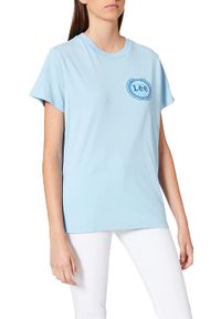 Lee - LEE EMBLEM TEE DAMSKI T-SHIRT KOSZULKA Z KRÓTKIM RĘKAWEM SKY BLUE L42GEPLM. Długość rękawa: krótki rękaw. Długość: krótkie