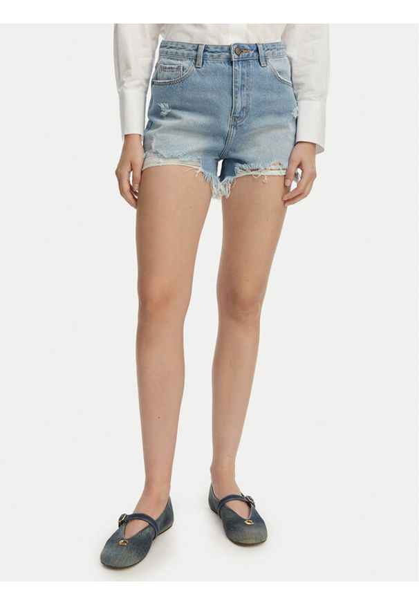 Eleh Szorty jeansowe EL122 Niebieski Regular Fit. Kolor: niebieski. Materiał: bawełna