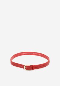 Born2be - Czerwony Pasek z Metalową Klamrą Nairitra. Kolor: czerwony. Materiał: jeans