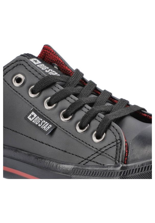 Big-Star - Czarne Trampki Big Star Damskie Modne Półbuty. Okazja: na co dzień. Kolor: czarny. Materiał: guma, skóra, jeans, materiał. Szerokość cholewki: normalna. Styl: casual, rockowy, klasyczny