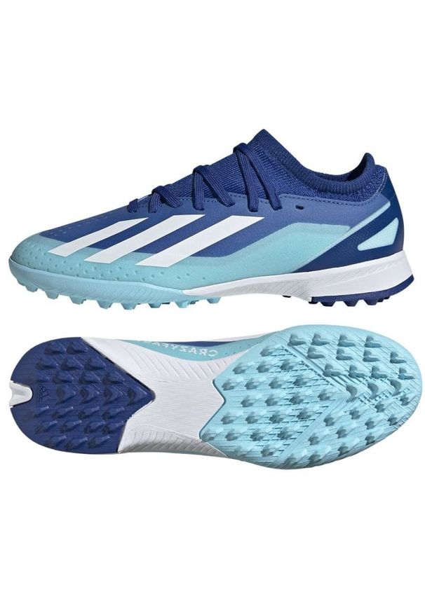 Adidas - Buty piłkarskie adidas X Crazyfast.3 Tf Jr IE1569 niebieskie. Zapięcie: sznurówki. Kolor: niebieski. Materiał: guma, syntetyk. Sport: piłka nożna