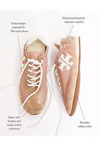 Tory Burch - TORY BURCH - Różowe sneakersy ze skóry Sneaker. Kolor: biały. Materiał: skóra. Sezon: lato