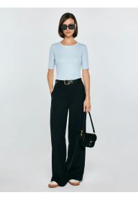 Big-Star - Koszulka damska w prążek błękitna Imija 400. Okazja: na co dzień. Kolor: niebieski. Materiał: prążkowany, dzianina, jeans, materiał. Długość rękawa: krótki rękaw. Długość: krótkie. Wzór: prążki. Styl: casual, klasyczny #5