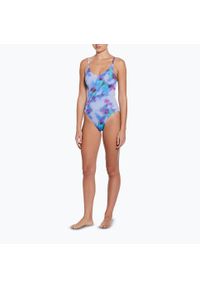 Strój pływacki jednoczęściowy damski Nike Floral Blur V-Neck. Kolor: niebieski