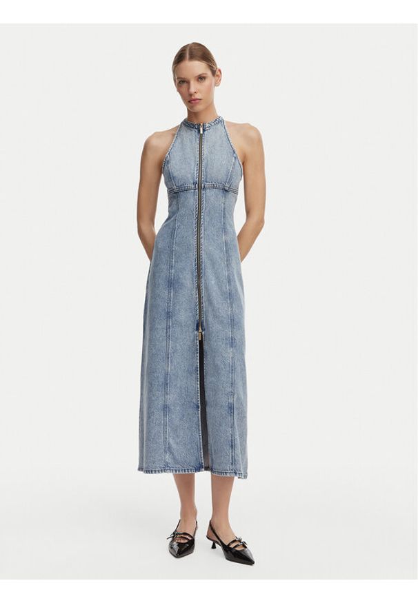 Armani Exchange Sukienka jeansowa XW002261 AF21338 MB001 Niebieski Regular Fit. Kolor: niebieski. Materiał: bawełna