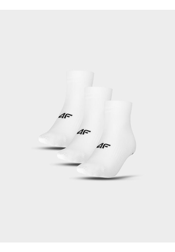 4f - 4F Skarpety casual za kostkę (3-pack) damskie - białe 39-42. Kolor: biały. Materiał: bawełna, włókno, materiał, poliamid