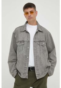 Levi's® - Levi's kurtka jeansowa męska kolor szary przejściowa oversize. Okazja: na spotkanie biznesowe. Kolor: szary. Materiał: jeans. Styl: biznesowy #1