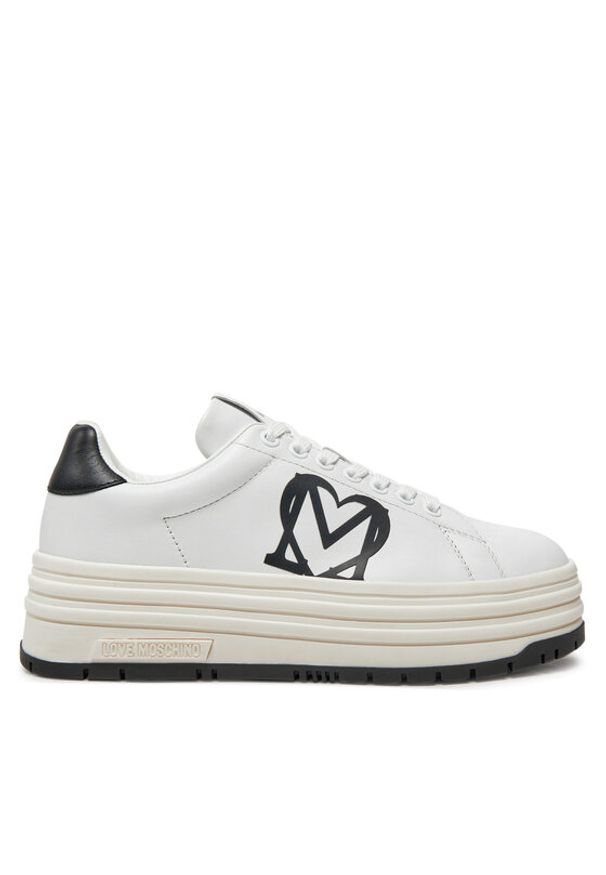 Love Moschino - LOVE MOSCHINO Sneakersy JA15096G1LIA110A Biały. Kolor: biały. Materiał: skóra