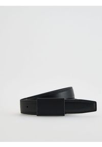Reserved - Skórzany pasek z klamrą - czarny. Kolor: czarny. Materiał: skóra #1