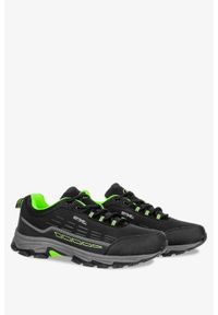 Casu - Czarne buty trekkingowe sznurowane softshell casu c2003-2. Okazja: na spacer. Kolor: czarny, wielokolorowy, zielony. Materiał: softshell. Szerokość cholewki: normalna. Sport: turystyka piesza