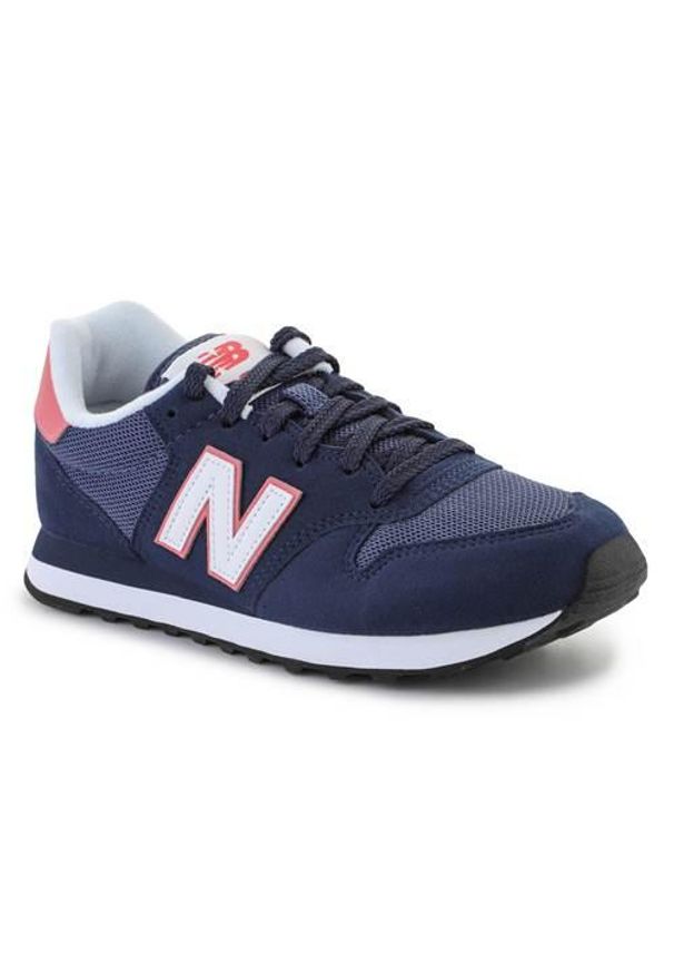 Buty do chodzenia damskie New Balance 500. Zapięcie: sznurówki. Kolor: niebieski. Materiał: syntetyk, tkanina, materiał. Szerokość cholewki: normalna. Sport: turystyka piesza