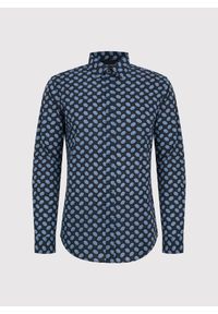 Pako Lorente - PAKO LORENTE – Granatowa koszula w kwiaty. Kolor: czarny, niebieski. Materiał: elastan, bawełna. Długość rękawa: długi rękaw. Długość: długie. Wzór: kwiaty #6