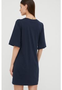 Emporio Armani Underwear sukienka bawełniana 262676.2R340 kolor granatowy mini oversize. Kolor: niebieski. Materiał: bawełna. Długość rękawa: krótki rękaw. Wzór: nadruk. Typ sukienki: oversize. Długość: mini #2