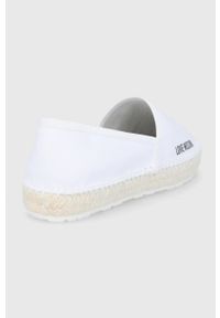 Love Moschino Espadryle skórzane kolor biały na platformie. Nosek buta: okrągły. Kolor: biały. Materiał: skóra. Wzór: gładki. Obcas: na platformie #3