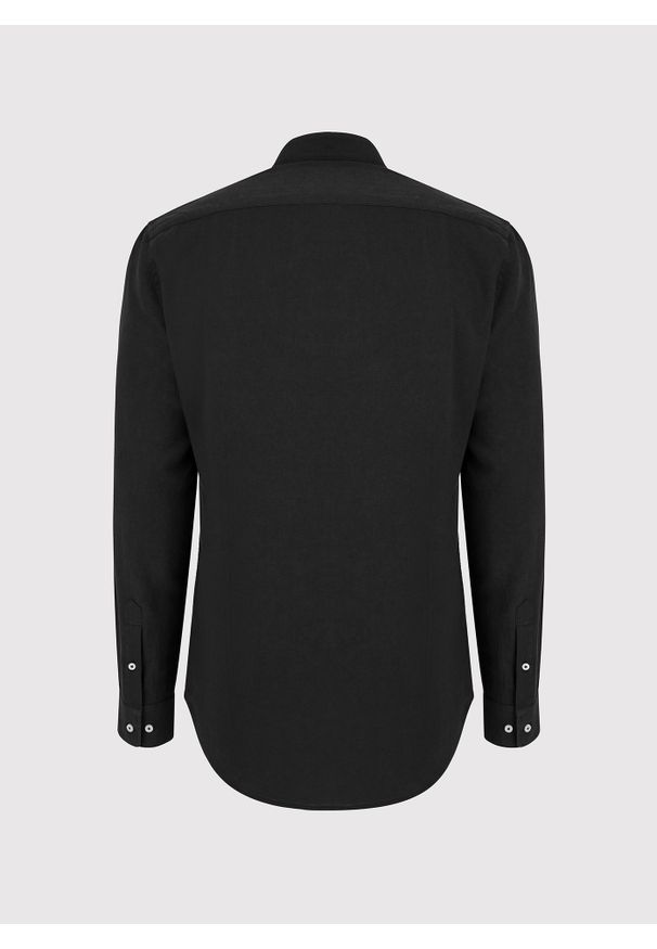 Pako Lorente - PAKO LORENTE - Lniana czarna koszula męska ze stójką. Typ kołnierza: kołnierzyk stójkowy. Kolor: niebieski, czarny, zielony. Materiał: len. Długość rękawa: długi rękaw. Długość: długie. Wzór: gładki