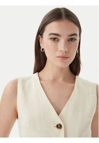 Marella Kamizelka garniturowa Veranda 2615151032 Écru Regular Fit. Kolor: kremowy. Materiał: len #3