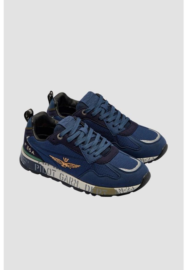 Aeronautica Militare - AERONAUTICA MILITARE Granatowe sneakersy męskie, Rozmiar 41. Okazja: na co dzień. Kolor: niebieski. Materiał: materiał