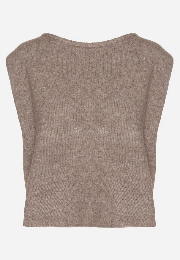 Born2be - Beżowa Kamizelka w Klasycznym Stylu z Wełną Felzeki. Okazja: na spotkanie biznesowe, na spacer, do pracy. Kolor: beżowy. Materiał: wełna. Styl: klasyczny