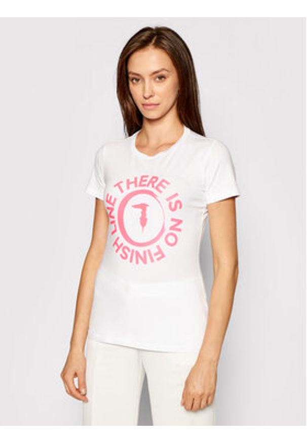 Trussardi Jeans - T-Shirt Trussardi. Kolor: biały