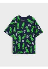 Sinsay - Bawełniana koszulka ze wzorem Minecraft - granatowy. Kolor: niebieski. Materiał: bawełna #1