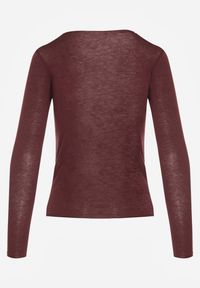 Born2be - Bordowa Wiskozowa Bluzka z Długim Rękawem z Dodatkiem Kaszmiru Uninda. Okazja: na co dzień. Kolor: czerwony. Materiał: wiskoza, kaszmir. Długość rękawa: długi rękaw. Długość: długie. Styl: casual, elegancki #5