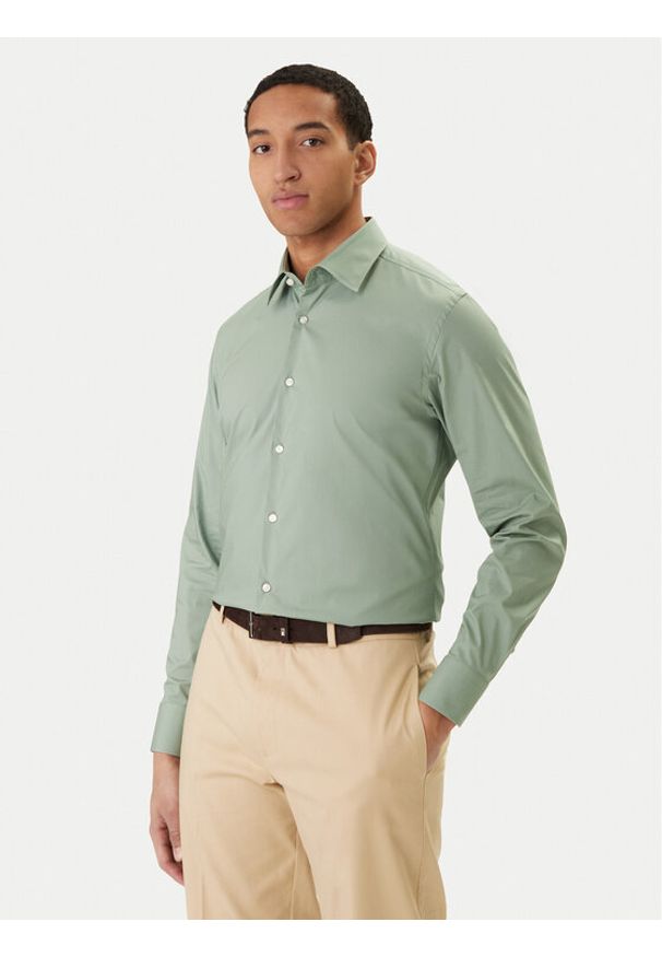 BOSS Koszula H-Hank 50469345 Zielony Slim Fit. Kolor: zielony. Materiał: bawełna