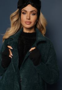 Renee - Ciemnozielony Płaszcz z Bawełną Oversize Brumisia. Kolor: zielony. Materiał: bawełna. Długość rękawa: długi rękaw. Długość: długie. Sezon: jesień, zima