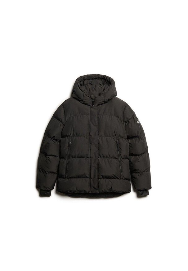 Damska kurtka z kapturem Superdry. Typ kołnierza: kaptur. Kolor: czarny. Materiał: puch. Sezon: zima