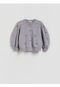 Reserved - Bluza w serca - ciemnoszary. Kolor: szary. Materiał: bawełna