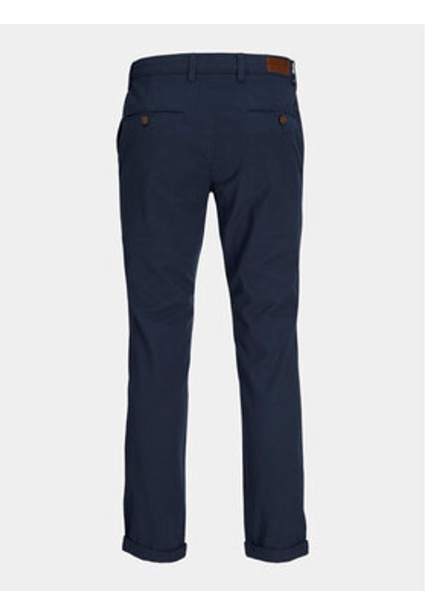 Jack & Jones - Jack&Jones Chinosy Marco 12206198 Granatowy Slim Fit. Kolor: niebieski. Materiał: bawełna