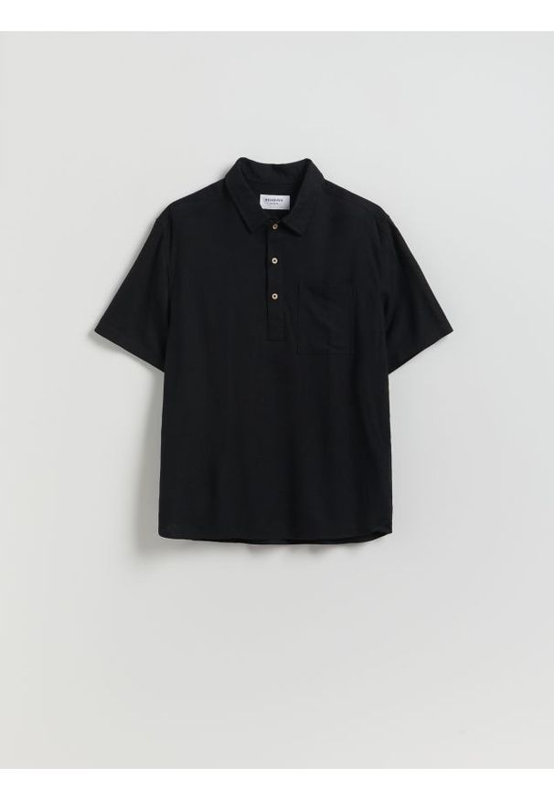 Reserved - Koszula z dodatkiem lnu - czarny. Kolor: czarny. Materiał: len