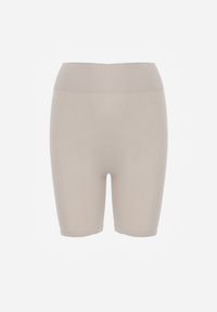 Born2be - Beżowe Szorty Kolarki z Wysokim Stanem o Modelującym Fasonie Kimolodia. Okazja: na co dzień. Stan: podwyższony. Kolor: beżowy. Styl: casual #5