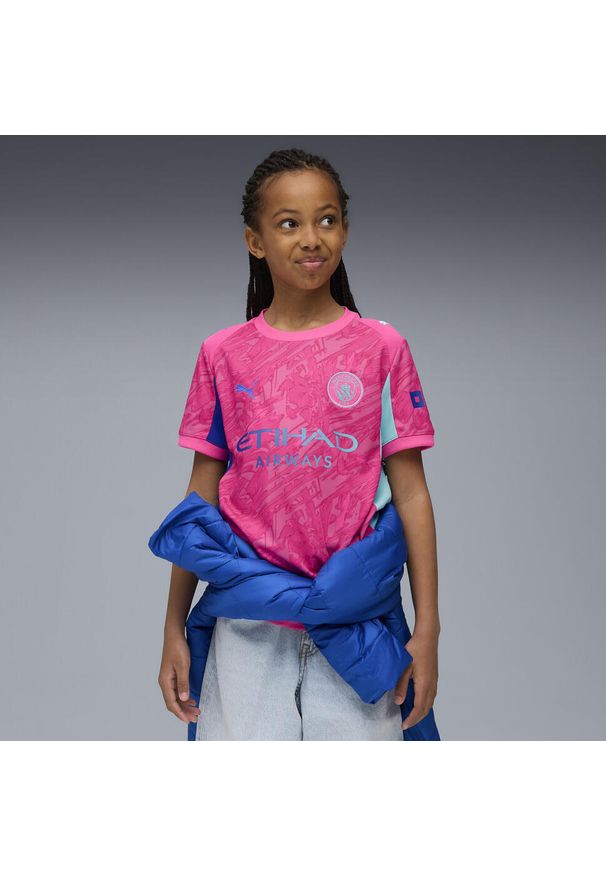 Puma - Młodzieżowa koszulka bramkarska Manchester City 25/26 PUMA. Kolor: różowy. Materiał: tkanina. Sport: piłka nożna
