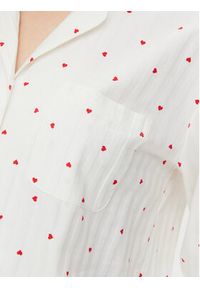Hunkemöller Koszulka piżamowa Jacquard Hearts 301436 Biały Relaxed Fit. Kolor: biały. Materiał: bawełna