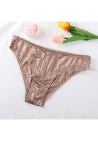 Intica - Figi damskie z koronką eleganckie i wygodne Shakuntala. Kolor: beżowy. Materiał: koronka. Wzór: koronka