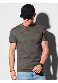 Ombre Clothing - T-shirt męski bawełniany S1372 - grafitowy - XXL. Kolor: szary. Materiał: bawełna. Sezon: lato