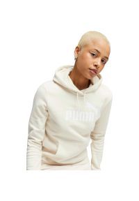 Bluza z kapturem Puma Ess Logo Hoodie Fl S, Kobiety. Typ kołnierza: kaptur. Kolor: biały. Materiał: bawełna, materiał