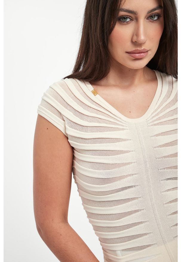 Elisabetta Franchi - Bluzka damska z tiulu ELISABETTA FRANCHI. Materiał: tiul