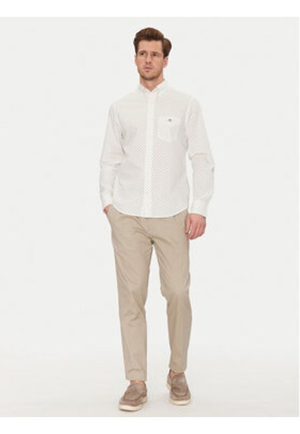 GANT - Gant Koszula 3250056 Biały Regular Fit. Kolor: biały. Materiał: bawełna