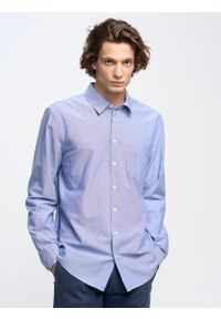 Big-Star - Koszula męska z tkaniny typu oxford niebieska Trixi 401. Okazja: na co dzień. Kolor: niebieski. Materiał: tkanina. Wzór: gładki. Styl: casual, klasyczny #3