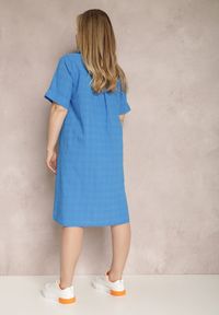 Renee - Niebieska Sukienka Ereda. Kolor: niebieski. Materiał: materiał, bawełna, wiskoza. Wzór: gładki. Sezon: lato. Typ sukienki: trapezowe, koszulowe. Długość: midi #3