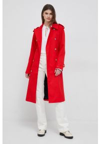 TOMMY HILFIGER - Tommy Hilfiger trencz bawełniany kolor czerwony przejściowy. Kolor: czerwony. Materiał: bawełna. Długość rękawa: raglanowy rękaw. Styl: klasyczny #5
