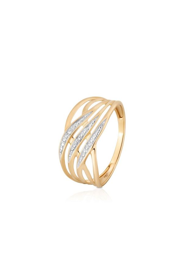 W.KRUK Unikalny Złoty Pierścionek - złoto 585, Diament 0,008ct - ZCG/PB+987. Materiał: złote. Kolor: złoty. Kamień szlachetny: diament