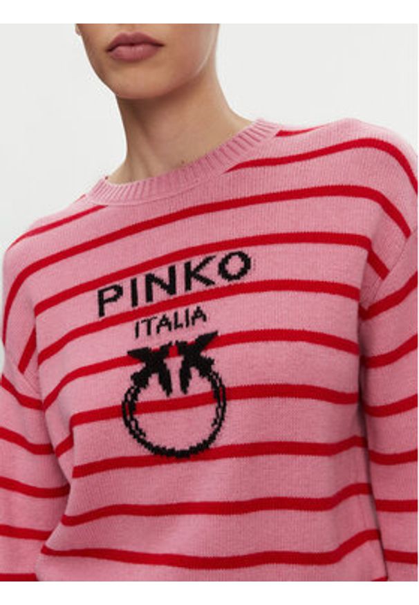 Pinko - PINKO Sweter 104679 A2EV ORZ Różowy Regular Fit. Kolor: różowy. Materiał: wełna