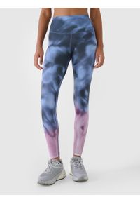 4f - 4F Legginsy treningowe z wysokim stanem damskie - multikolor S. Stan: podwyższony. Kolor: wielokolorowy. Materiał: dzianina, włókno, syntetyk, materiał, elastan. Wzór: gładki, nadruk, ze splotem. Sport: fitness