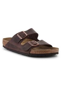 Klapki męskie Birkenstock Arizona. Kolor: brązowy. Materiał: skóra