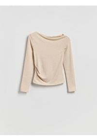 Reserved - Longsleeve z wiskozą - beżowy. Kolor: beżowy. Materiał: wiskoza. Długość rękawa: długi rękaw #1