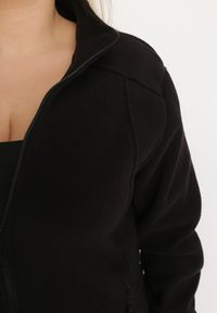 Born2be - Czarna Bluza na Suwak o Klasycznym Kroju z Kołnierzem i Kieszeniami Lathmini. Okazja: na co dzień. Kolor: czarny. Styl: klasyczny #7