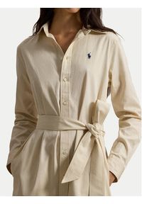 Polo Ralph Lauren Sukienka koszulowa 211A96362002 Beżowy Regular Fit. Typ kołnierza: polo. Kolor: beżowy. Materiał: bawełna. Typ sukienki: koszulowe #2